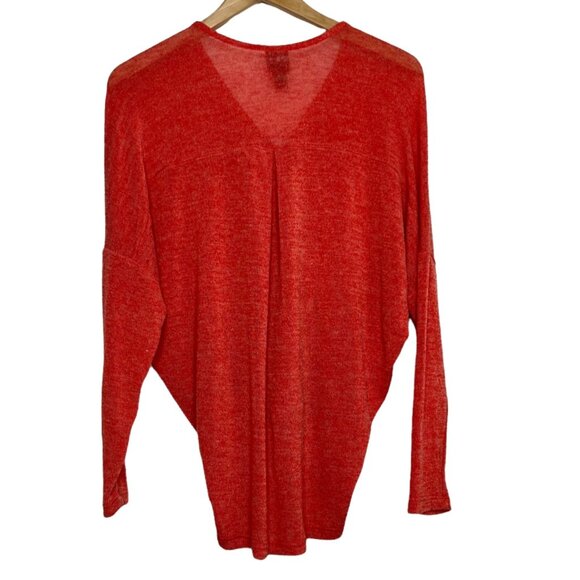Clara Sun Woo Sweater Womens Orange V Neck Faux Wrap Pullover Made in USA Sz XS - Picture 2 of 7